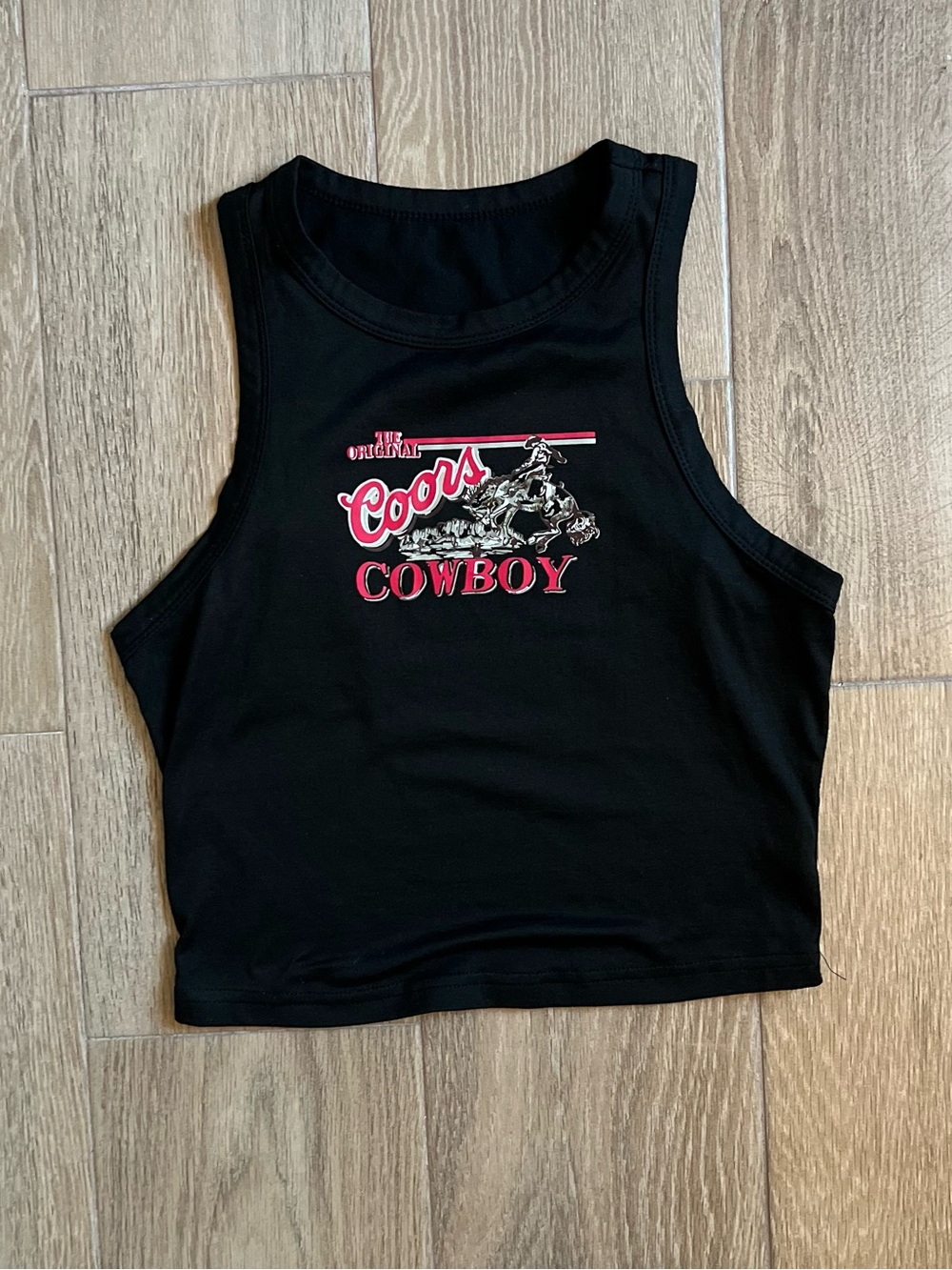 Coors Cowboy Black Graphic Crop Tank Top